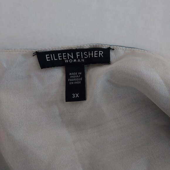 Eileen Fisher silk Blue and White Women's Dress - Picture 6 of 7